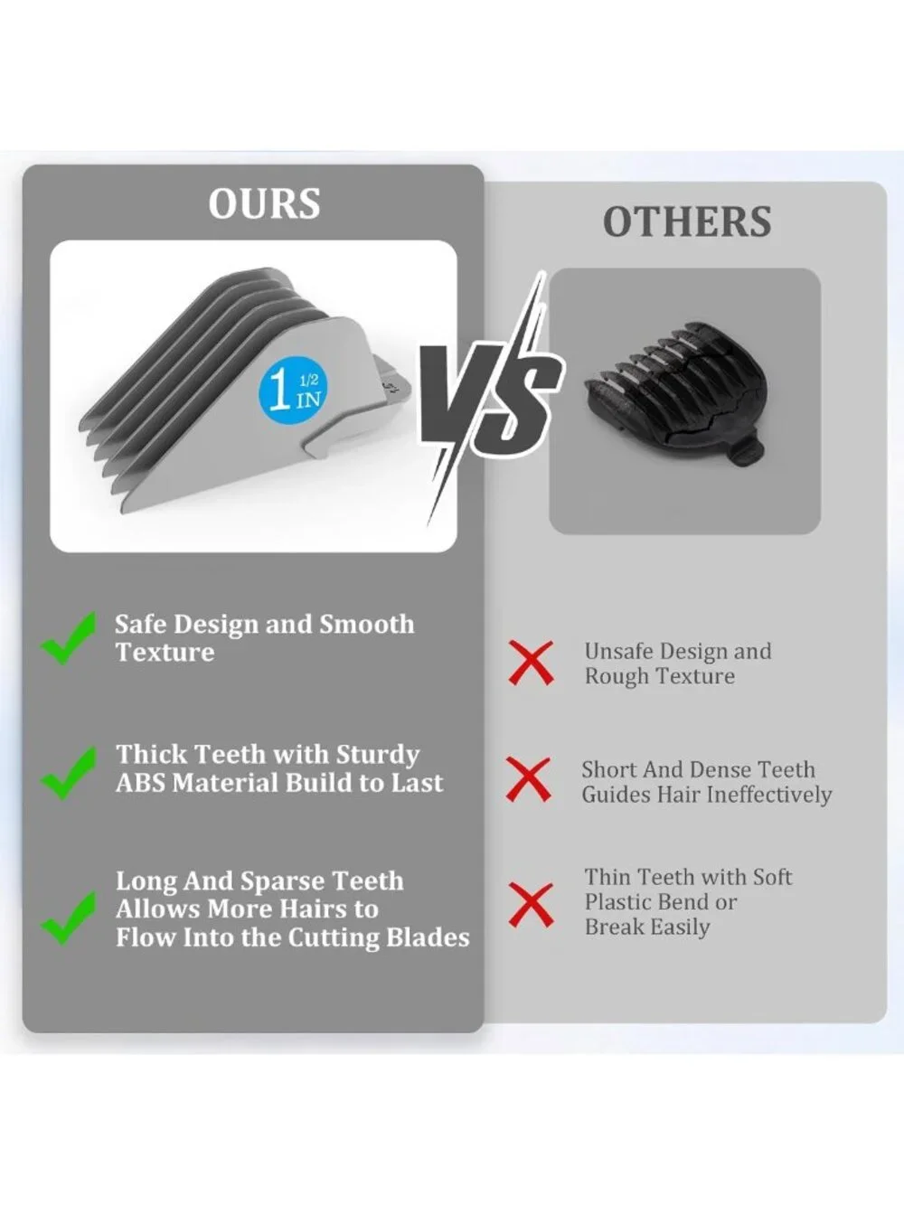 Universal Hair Clipper Guards Set - 6 Extra Long Attachments, Multiple Sizes